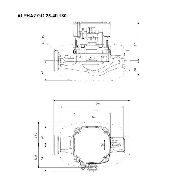 Elektronické obehové čerpadlo Grundfos ALPHA2 GO 25-40 180