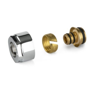 Zverné šróbenia 3/4" x 16mm AL/PEX chróm Eurokonus, 2ks